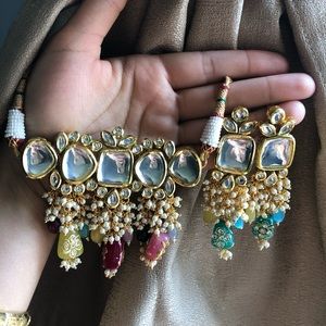 Kundan Pearls chocked Indian jewelry set Pakistani